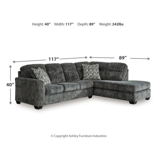 Signature Design by Ashley Lonoke 2-Piece Sectional with Chaise in Gunmetal