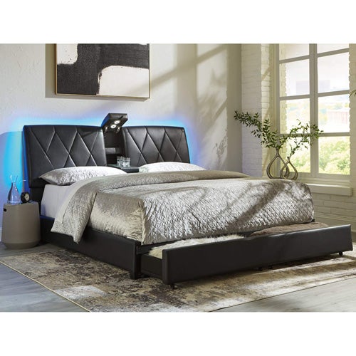 Signature Design by Ashley Beckilore Queen Upholstered Storage Bed in Black