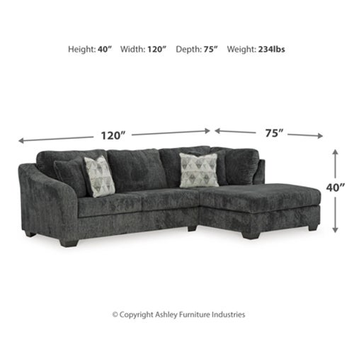 Signature Design by Ashley Biddeford 2-Piece Sectional with Chaise in Shadow