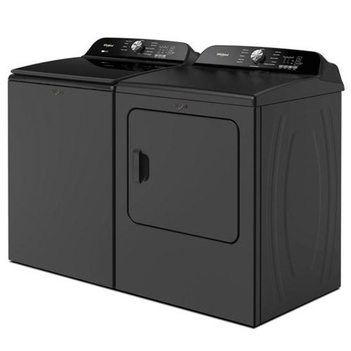 Whirlpool 5.3 Cu. Ft. Top Load Washer and 7.0 Cu. Ft. Electric Dryer Pair in Volcano Black
