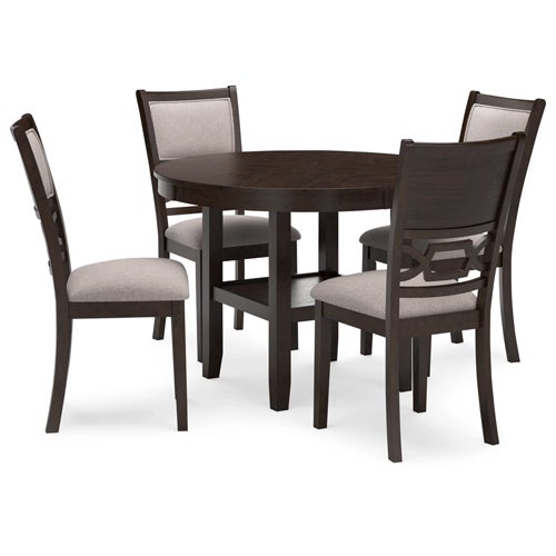 Signature Design by Ashley 5-Piece Langwest Dining Table & 4 Chairs in Traditional Cherry Finish