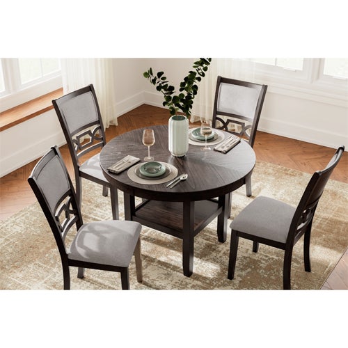 Signature Design by Ashley 5-Piece Langwest Dining Table & 4 Chairs in Traditional Cherry Finish
