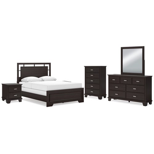 Signature Design by Ashley Covetown Queen Panel Bed, Dresser, Mirror & Nightstand