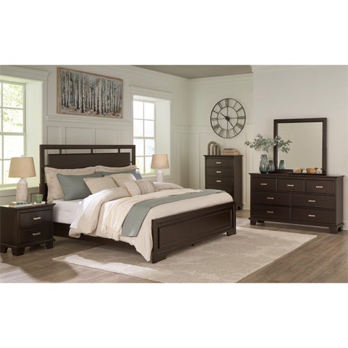 Signature Design by Ashley Covetown Queen Panel Bed, Dresser, Mirror & Nightstand