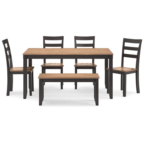 Signature Design by Ashley 6-Piece Gesthaven Dining Table with 4 Chairs and Bench in Slate Blue 
