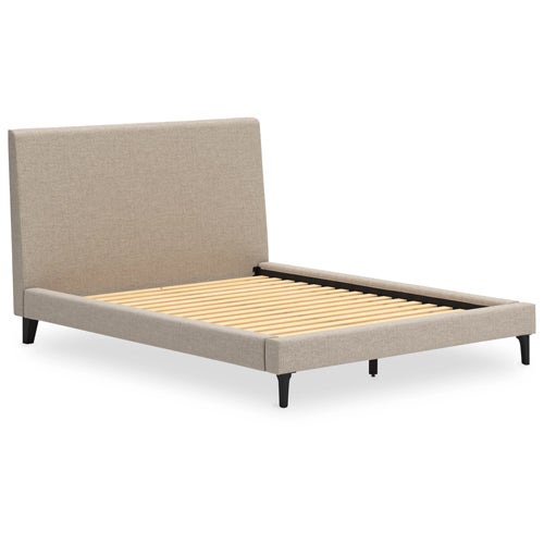 Signature Design by Ashley Cielden King Upholstered Bed with Roll Slats in Soft Gray