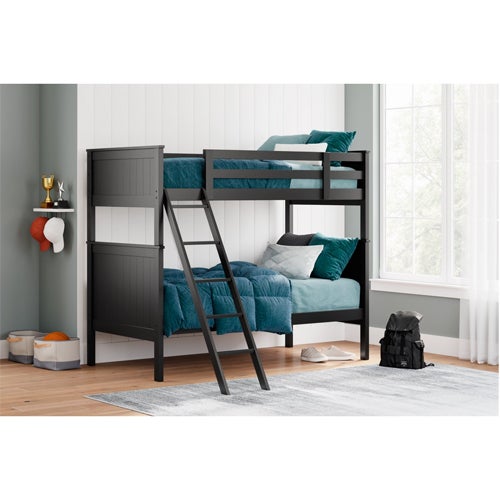 Signature Design by Ashley Nextonfort Twin over Twin Bunk Bed with Mattresses