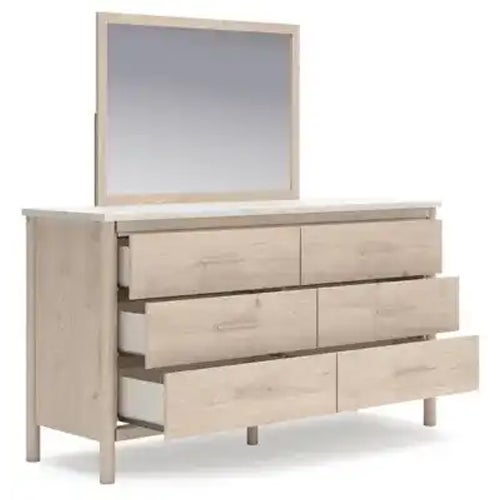 Signature Design by Ashley Cadmori Queen Panel Bed, Dresser, Mirror & 1 Nightstand