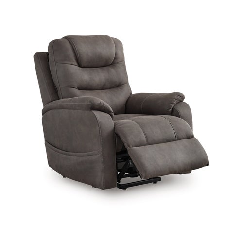 Signature Design by Ashley Snowfield Power Lift Recliner in Gunmetal