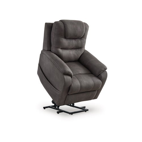 Signature Design by Ashley Snowfield Power Lift Recliner in Gunmetal
