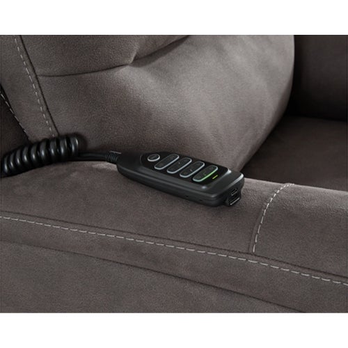 Signature Design by Ashley Snowfield Power Lift Recliner in Gunmetal