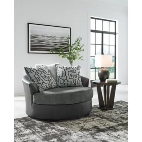 Benchcraft Brixley Pier Oversized Swivel Accent Chair In Graphite