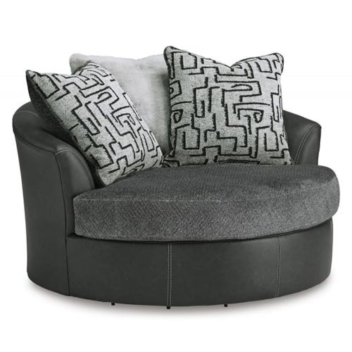 Benchcraft Brixley Pier Oversized Swivel Accent Chair In Graphite