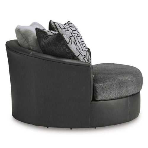 Benchcraft Brixley Pier Oversized Swivel Accent Chair In Graphite