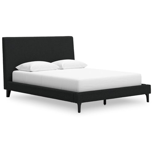Signature Design by Ashley Cadmori Queen Upholstered Bed with Roll Slats in Black