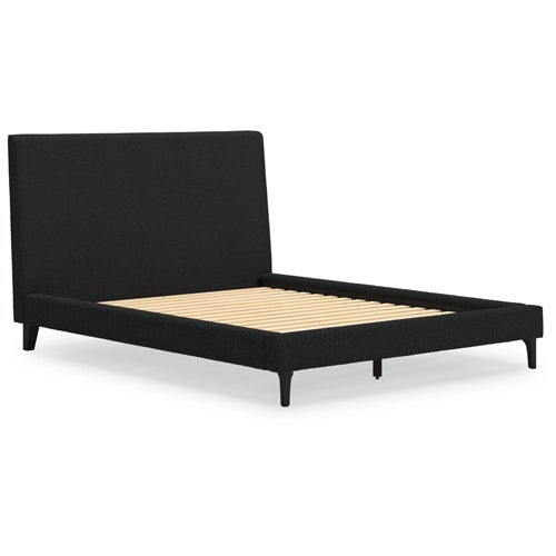 Signature Design by Ashley Cadmori Queen Upholstered Bed with Roll Slats in Black