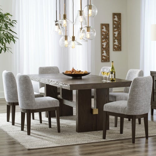 Signature Design by Ashley Burkhaus Dining Table and 6 Chairs In Dark Brown