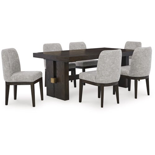 Signature Design by Ashley Burkhaus Dining Table and 6 Chairs In Dark Brown