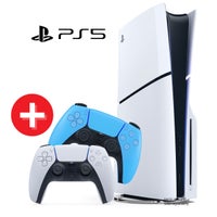 PS5 Bundle - Slim 1TB Disc Console With Extra Controller - Starlight Blue display image