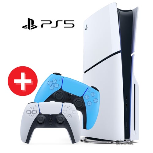 PS5 Bundle - Slim 1TB Disc Console with Extra Controller in Starlight Blue
