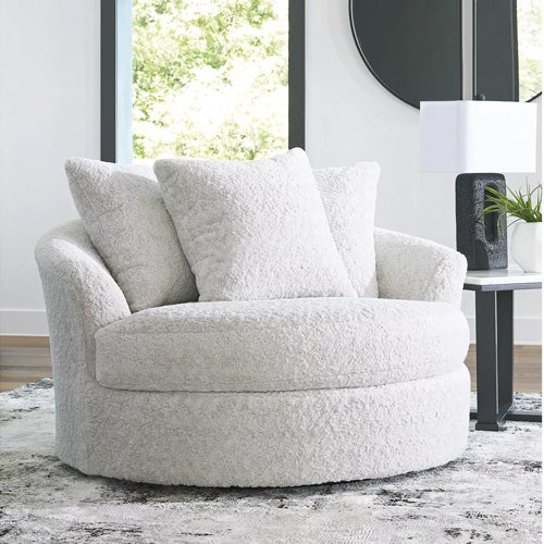 Signature Design by Ashley Cuddle Plush Oversized Swivel Accent Chair In Arctic