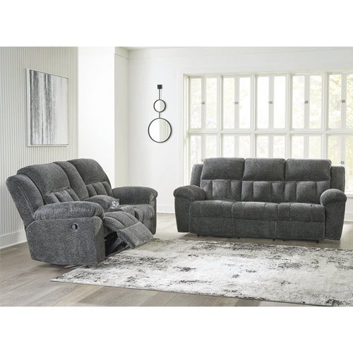 Signature Design by Ashley Frohn Reclining Sofa and Loveseat In Graphite