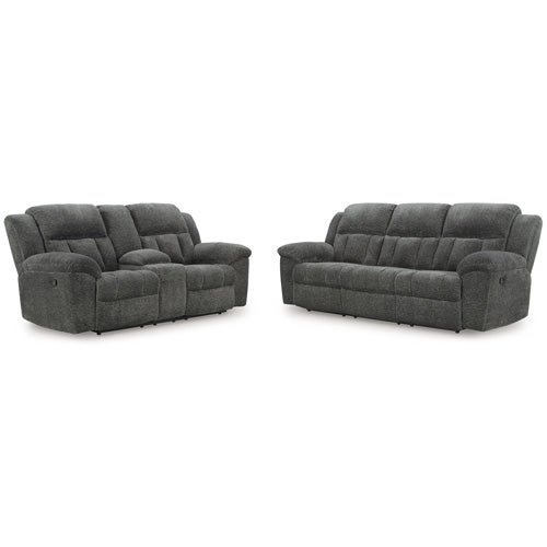 Signature Design by Ashley Frohn Reclining Sofa and Loveseat In Graphite