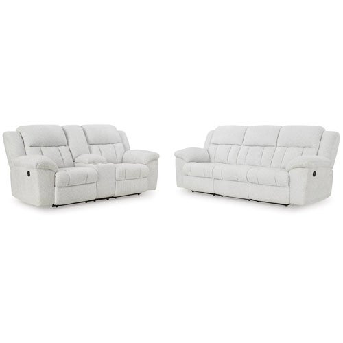 Signature Design by Ashley Frohn Reclining Sofa and Loveseat In Snow