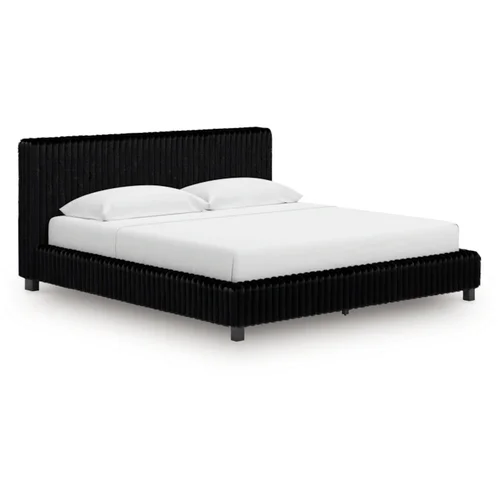 Signature Design by Ashley Zuraleus Queen Upholstered Bed in Black