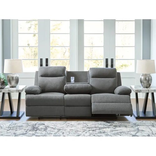 2-Pc Side-Swipe Reclining Sofa & Loveseat in Charcoal