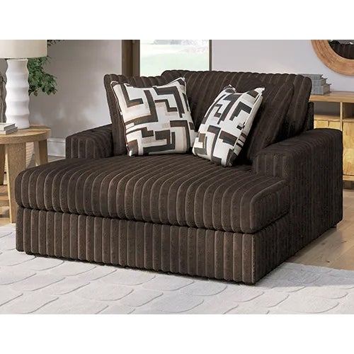 Midnight Madness Oversized Chaise & 4 Accent Pillows in Chocolate