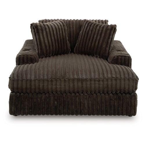 Midnight Madness Oversized Chaise & 4 Accent Pillows in Chocolate