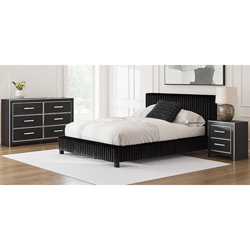 Signature Design by Ashley Zuraleus King Upholstered Bed, Dresser & Nightstand