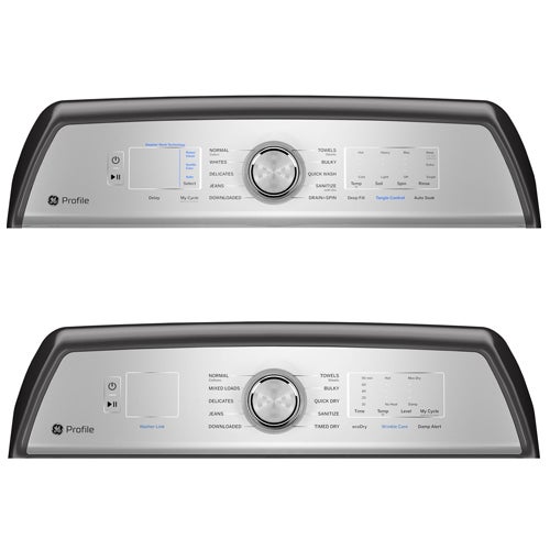 GE Profile 5.0 Cu. Ft. Washer & 7.4 Cu. Ft. Electric Dryer in Diamond Gray