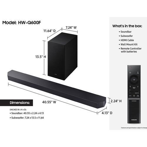 Samsung 3.1.2 Channel Soundbar with Wireless Sub & Dolby Atmos