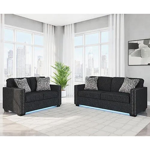 2-Piece Jasmine Peak Sofa & Loveseat in Coal