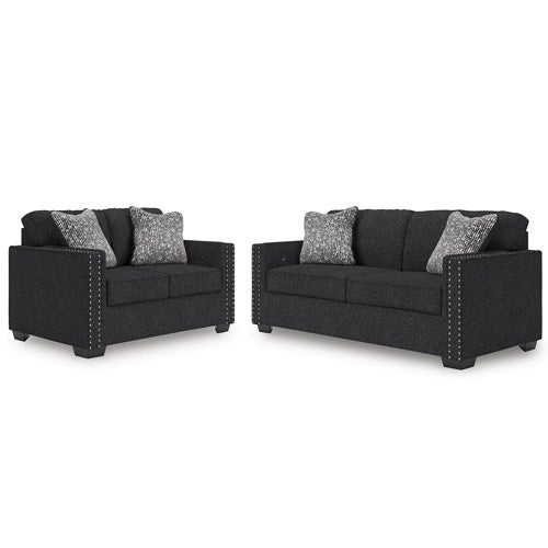 2-Piece Jasmine Peak Sofa & Loveseat in Coal