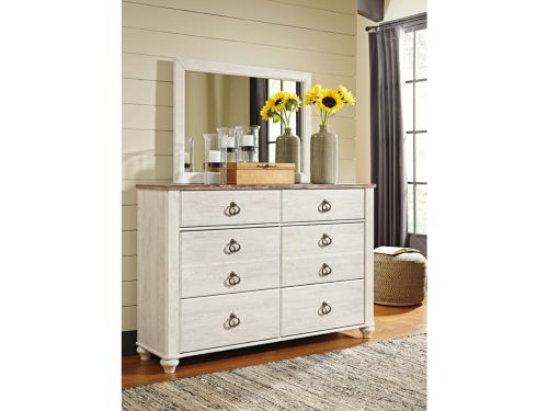 Signature Design by Ashley Willowton Queen Panel Bed, Dresser, Mirror, & Nightstand