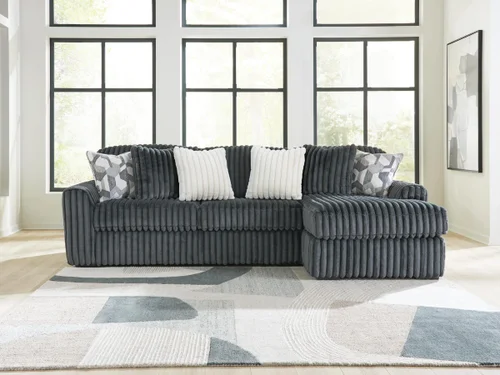 Signature Design by Ashley Midnight-Madness 2-Piece Sectional Sofa Chaise-Gunmetal 