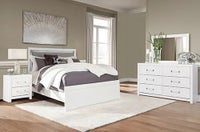 Signature Design by Ashley 6 piece Maeling Queen Bed, Dresser, Mirror and Night Stand - Matte White display image
