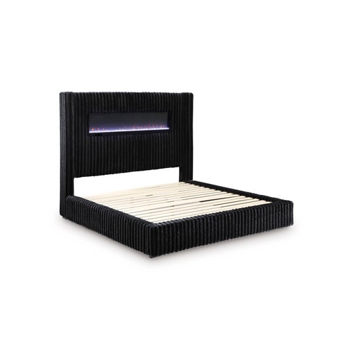 Signature Design by Ashley Tayleena Queen Upholstered Bed with Fireplace and Wireless Audio