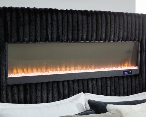 Signature Design by Ashley Tayleena Queen Upholstered Bed with Fireplace and Wireless Audio