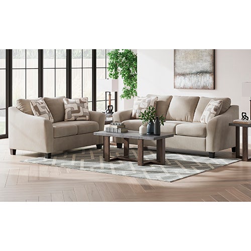 Signature Design by Ashley 2-Piece Willarae Sofa & Loveseat in Taupe