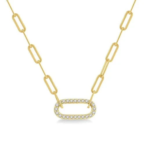 1/4 Ctw Paper Clip Round Cut Diamond Necklace in 14K Yellow Gold