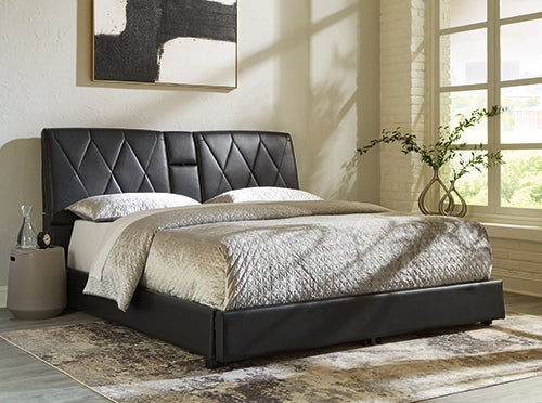 Signature Design by Ashley Beckilore Queen Upholstered Bed- Black
