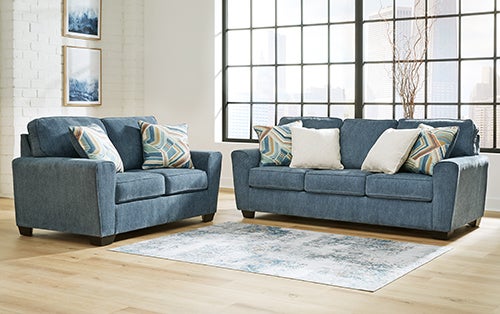 Signature Design by Ashley Cashton Sofa and Loveseat- Blue