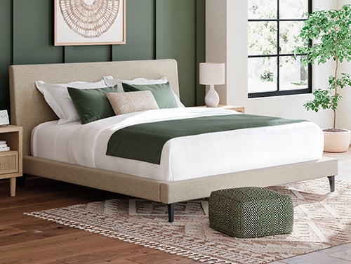 Signature Design by Ashley Cielden King Upholstered Bed with Roll Slats in Soft Gray