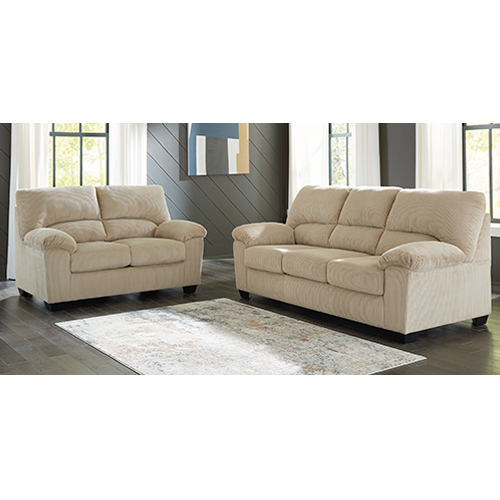 Signature Design by Ashley 2-Piece Simple Joy Sofa & Loveseat in Sand