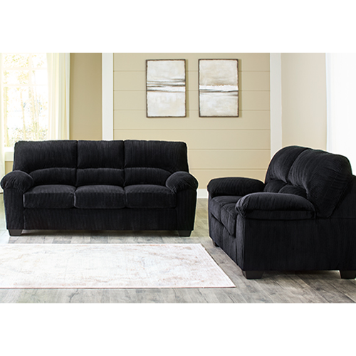 Signature Design by Ashley 2-Piece Simple Joy Sofa & Loveseat in Onyx