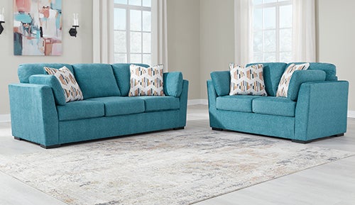 Signature Design by Ashley Keerwick Sofa & Loveseat in Teal